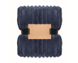 Gestreepte fleece deken met lint en kraft kaart 450 g/m² kleur blauw