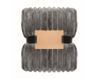 Gestreepte fleece deken met lint en kraft kaart 450 g/m² kleur donkergrijs