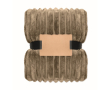 Gestreepte fleece deken met lint en kraft kaart 450 g/m² kleur khaki