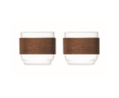 Set van 2 glazen koffiekopjes met band van walnotenhout 120 ml kleur hout