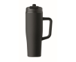 Lekvrije thermosbeker met handvat en rietje 900 ml kleur zwart