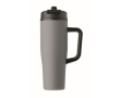 Lekvrije thermosbeker met handvat en rietje 900 ml kleur grijs