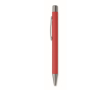 Drukpen van gerecycled aluminium met rubber afwerking en blauwe inkt kleur rood