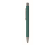Drukpen van gerecycled aluminium met rubber afwerking en blauwe inkt kleur groen