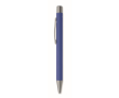 Drukpen van gerecycled aluminium met rubber afwerking en blauwe inkt kleur koningsblauw