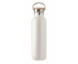 Stalen thermosfles met bamboe deksel en handvat 750ml Clip Med kleur wit