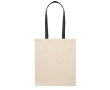 Natuurlijke katoenen tas met gekleurde lange handvatten, 140 g/m² kleur zwart