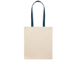 Natuurlijke katoenen tas met gekleurde lange handvatten, 140 g/m² kleur blauw