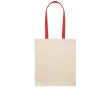 Natuurlijke katoenen tas met gekleurde lange handvatten, 140 g/m² kleur rood