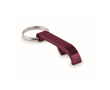 Gerecycled aluminium flesopener sleutelhanger bedrukken Recyclo kleur bordeaux