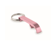 Gerecycled aluminium flesopener sleutelhanger bedrukken Recyclo kleur roze