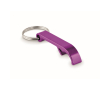 Gerecycled aluminium flesopener sleutelhanger bedrukken Recyclo kleur paars