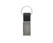 Elegante sleutelhanger in zwart van gerecycled leer en zinklegering kleur zwart