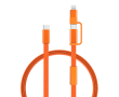 2-in-1 snellaadkabel gevlochten anti-knoop 60W 120 cm kleur oranje