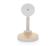 Magnetische draadloze oplader van gerecycled plastic en bamboe, 2-in-1 kleur wit