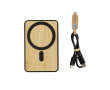 Magnetische bamboe powerbank met draadloos opladen 5.000 mAh kleur zwart