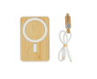 Magnetische bamboe powerbank met draadloos opladen 5.000 mAh kleur wit