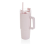Thermosbeker van gerecycled plastic met deksel met 3 standen, 900 ml kleur roze