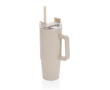 Thermosbeker van gerecycled plastic met deksel met 3 standen, 900 ml kleur beige