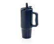 Gerecycleerde stalen drinkbeker met openklapbare tuit 900 ml kleur marineblauw