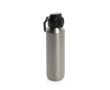 Sportfles van gerecycled staal met vergrendelbare lekvrije dop 600 ml kleur zilver
