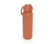 Sportfles van gerecycled staal met vergrendelbare lekvrije dop 600 ml kleur oranje