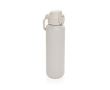 Sportfles van gerecycled staal met vergrendelbare lekvrije dop 600 ml kleur beige