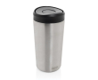 Eco take-away mok gerecycled materiaal en klikdeksel 400 ml Avira Alix kleur zilver
