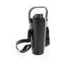 Thermosfles van gerecycled roestvrij staal met koord 600 ml kleur zwart