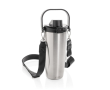 Thermosfles van gerecycled roestvrij staal met koord 600 ml kleur zilver