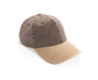 Bicolour katoenen 6-panel cap met verstelbare sluiting 270 g/m² kleur bruin