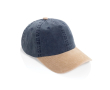 Bicolour katoenen 6-panel cap met verstelbare sluiting 270 g/m² kleur marineblauw