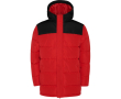 Unisex tweekleurige jas van polyester met capuchon, Roly kleur rood