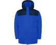 Unisex tweekleurige jas van polyester met capuchon, Roly kleur koningsblauw