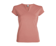 T-shirt van katoen voor dames met V-hals 200 g/m2 Roly kleur zalm