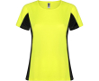 Tweekleurig sportshirt van polyester voor dames, 140 g/m², Roly kleur neon geel