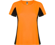 Tweekleurig sportshirt van polyester voor dames, 140 g/m², Roly kleur neon oranje