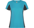 Tweekleurig sportshirt van polyester voor dames, 140 g/m², Roly kleur turkoois