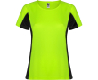 Tweekleurig sportshirt van polyester voor dames, 140 g/m², Roly kleur neon groen