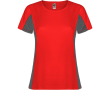 Tweekleurig sportshirt van polyester voor dames, 140 g/m², Roly kleur rood