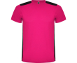 Unisex sportshirt van polyester met korte mouwen, 130 g/m², Roly kleur fuchsia