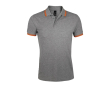 Tweekleurig herenpoloshirt van katoen 200 g/m2 SOL'S Pasadena kleur donkergrijs