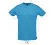 Polyester gezeefdrukte sport t-shirt met logo SOL'S Sprint 130 g/m2 kleur cyaan blauw