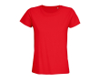Reclame T-shirt voor dames van 175 g/m2 biologisch katoen SOL'S Pioneer kleur donkerrood
