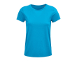 Dames T-shirts van 100% biologisch katoen 150 g/m2 SOL'S Crusader kleur cyaan blauw