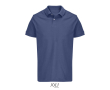 Herenspolo van gekamd katoen met korte mouwen en 2 knoopjes kleur jeans blauw