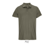 Sportpolo van gerecycled polyester met korte mouwen en 3 knoopjes kleur miliair groen