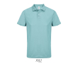 Sportpolo van gerecycled polyester met korte mouwen en 3 knoopjes kleur lichtblauw