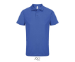 Sportpolo van gerecycled polyester met korte mouwen en 3 knoopjes kleur koningsblauw