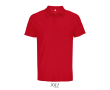 Sportpolo van gerecycled polyester met korte mouwen en 3 knoopjes kleur rood